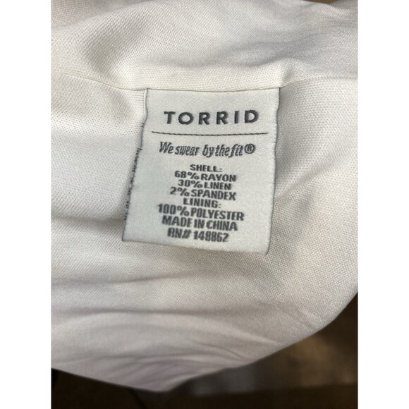 Torrid 3X  Plus Linen-Blend Blazer Jacket Beige Stripe Lined Pockets Fall Layers - Picture 8 of 8